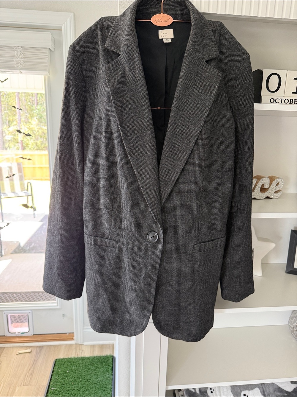 a new day Charcoal Gray Single-Button Women's Blazer